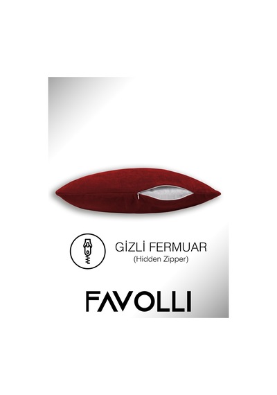Br Favolli Kadife Dokulu Metalik Kırmızı Kırlent Kılıfı Dream Serisi Punch Için Uygun Gizli Fermuar Metalik Kırmızı