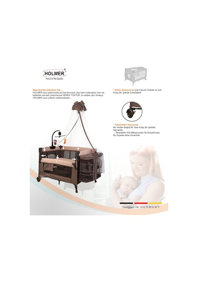 Holmer Yatak Hediyeli Coolstyle Maxi Cibinlikli Dönenceli Anne Yanı Park Yatak 70x110cm + Yatak