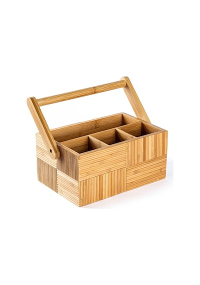 Tantitoni Bambu Tutacaklı Çatal Kaşık Bıçak Kutusu 27x16.5cm Ahşap