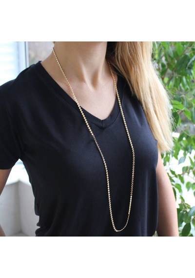 Gold Kalın Ezme Zincir 90cm