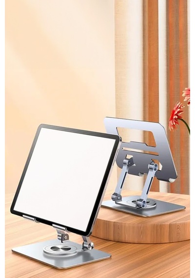 Thentech Şık Görünümlü 360 Derece Dönebilen Aşağı Yukarı Ayarlanabilir Tablet Laptop Standı Metal Stand