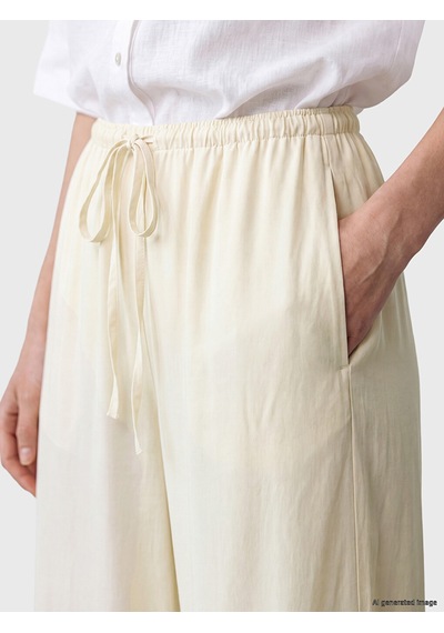 Lcw Modest Sarı Beli Lastikli Geniş Paça Kadın Pantolon