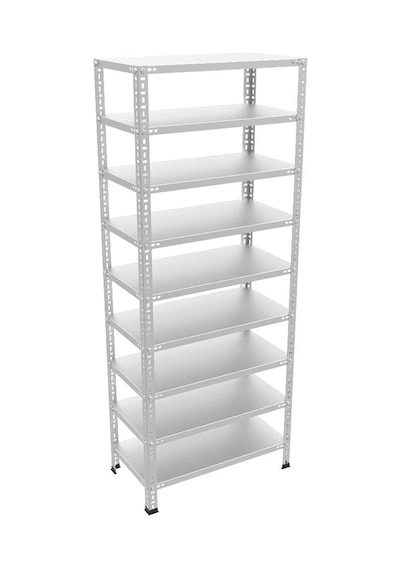 Raf Burada  9 Katlı Galvaniz Çelik Raf - Depo, Arşiv, Kiler, Dosya, Market Rafı-31x60 cm-150 cm-0.70 mm