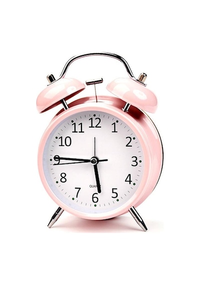 Valkyrie 16cm Büyük Boy Akar Saniyeli Alarm Çalar Saat - Nostaljik Masa Saati Pembe