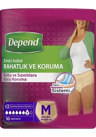 Depend Emici Külot Kadın Hasta Bezi Orta Boy 12 x 10'Lu