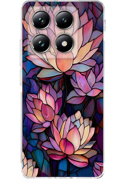 Printify Xiaomi Mi 14t İle Uyumlu Vitray Sessiz Lotus Tasarımlı Şeffaf Silikon Kılıf Şeffaf