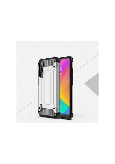 Noktaks - Xiaomi Uyumlu Xiaomi Mi 9 Lite - Kılıf Çift Katman Zırh Tank Crash Military Kapak - Gri