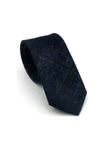 Gaffy Mavi Kırcıl Desenli Lacivert Dokuma Kumaş Mendilli Slim Fit Kravat // Sdk-2610-2 Lacivert
