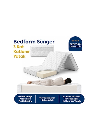 Bedform Sünger 3 Kat Katlanır Yatak 90x190x12 90 x 190