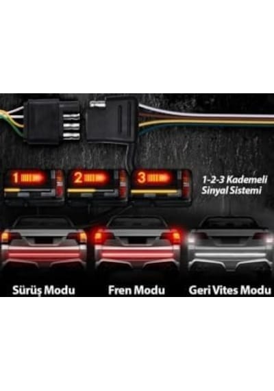 Pick Up Ledi Off Road Bagaj Sinyalli Kayar Led Lamba V Model 120cm