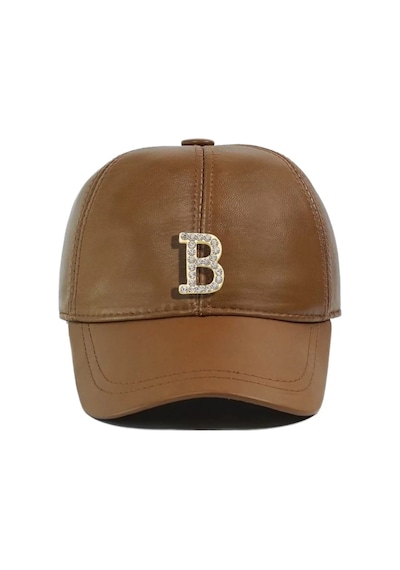 Twingold İsme Özel Kep Şapka - %100 Deri - Ab01012 - Camel Camel