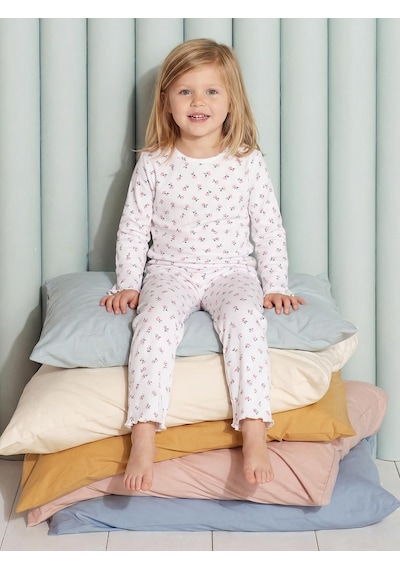 Civil Girls Çiçek Desenli 6-9 Yaş Pijama Takımı - Ekru