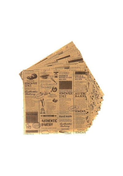 Vintage Kendinden Desenli Sunum Kağıdı, Yağlı Kağıt, Gıda Servis Kağıt 50 Adet Diğer