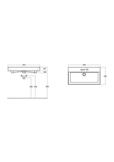 Lucco Stance 85 CM Konsollu Dikdörtgen Lavabo Beyaz