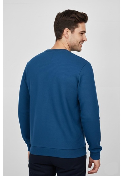 Baglan Erkek Büyük Beden Sıfır Yaka Selanik Sweatshirt Bgl-st04871 Petrol