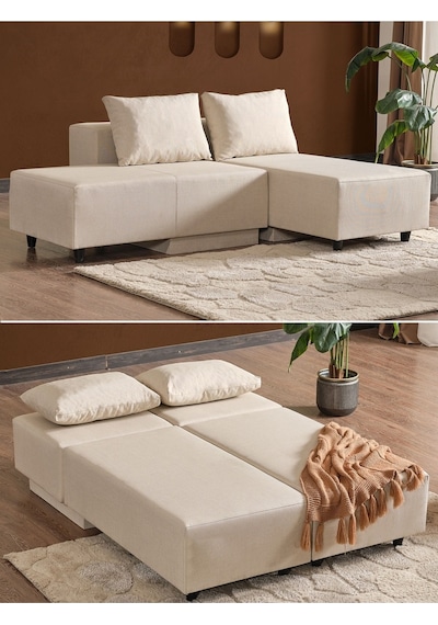 Kagu Corner Poly-m Köşe Takimı-Kanepe-Yatak-Dinlenme 4 Farkli Model Tek Modül Krem