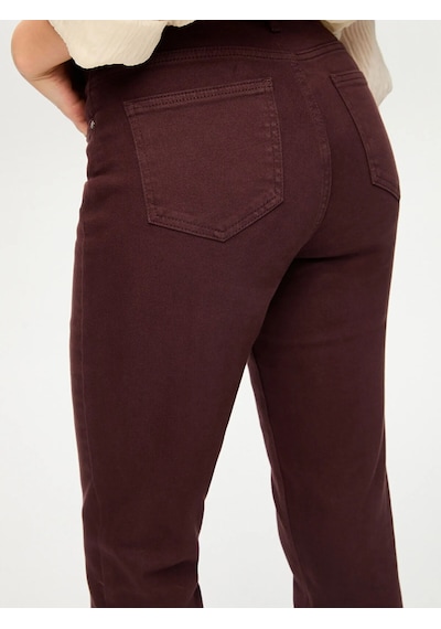 Faik Sönmez Slim Fit Coton Parça Boya Kadın Pantolon Bs26pnt001 Mürdüm