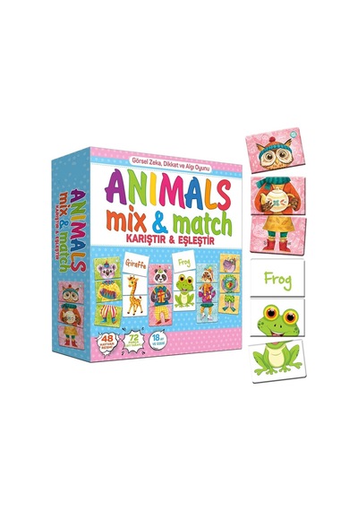 Premium Kutulu Eğitici Öğretici Animals Mix & Match Eşleştirme El Göz Koordinasyon Motor Beceri Oyun