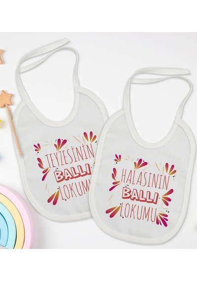 BK Kids Teyze ve Hala Tasarımlı 2’li Beyaz Mama Önlüğü-1 Beyaz