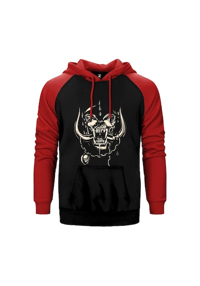Motörhead Logo Kırmızı Renk Reglan Kol Kapşonlu Sweatshirt Kırmızı