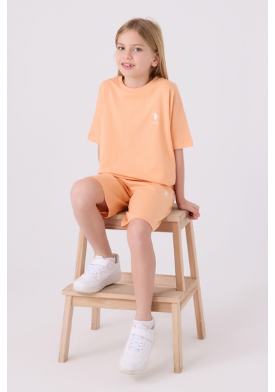 U.S. Polo Assn. U.s. Polo Assn Kız Çocuk Turuncu Bermuda Takım Us1848-c-v37 Turuncu