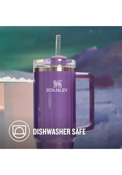 Quencher Pipetli Termos Bardak, 1.18 Litre, Parlak Mor Dahlia Shimmer Açık Beyaz