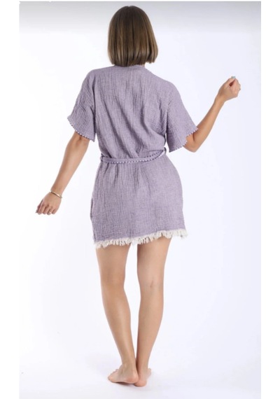 Trendol Fashıon Life Kimono - Peştemal Kimono - Müslin Kimono - Selimiye Açık Mor