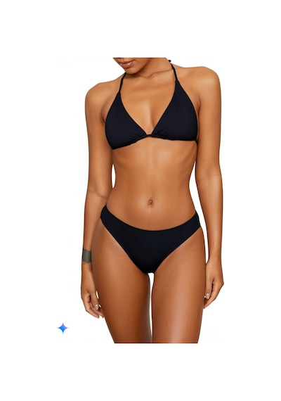 Zi Siyah Düz Kalın Kenar Bikini Altı