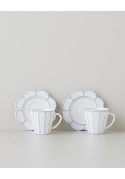 English Home Soft Cloud Stoneware 4 Parça 2 Kişilik Kahve Fincan Takımı 70 Ml Açık Mavi