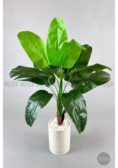 Yapay Muz Ağaci 125 Cm Krem Metal Saksıda