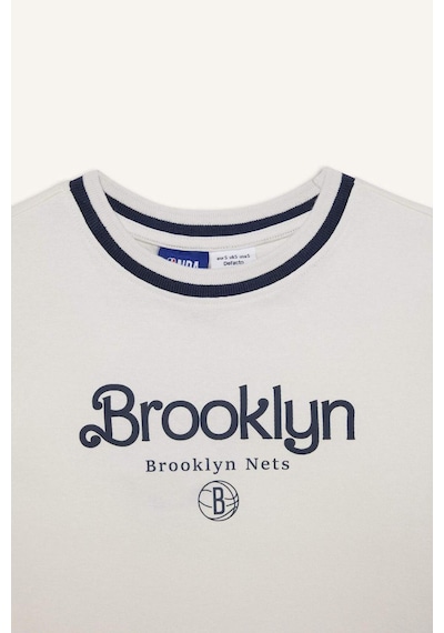 DeFactoFit NBA New York Knicks Slim Fit Dar Kesim Crop Bisiklet Yaka Ribana Kısa Kollu Tişört E3612AX25SMER105