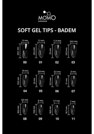 Momo Professional Soft Gel Tips Badem No:06 Tek Boy 50 Li Yedek Paket