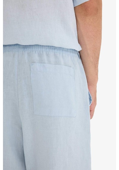 Defacto %100 Keten Relax Fit Bermuda Şort F4599ax25hsbe771 Mavi