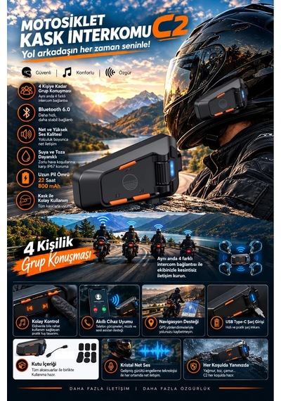 Universal Çoklu Bağlantı Intercom Motosiklet Kask Kulaklığı Bluetooth 6.0 Fm Radyolu Kulaklık 520 Mt