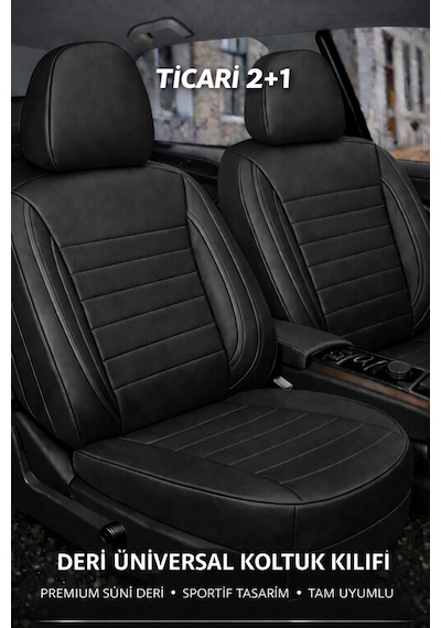 Ford Kuga 2017-2019 2+1 Uyumlu Deri Koltuk Kılıfı Jetdrive Serisi Siyah