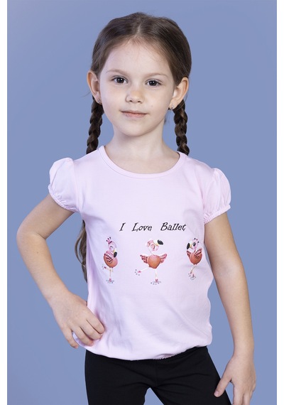 Toontoy Kids Toontoy Kız Çocuk Lastikli Büzgü Detaylı Baskılı Tişört Açık Pembe