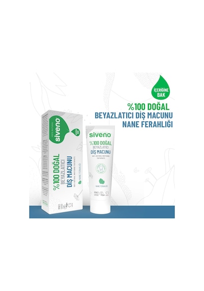 Siveno%100 Doğal Diş Macunu Beyazlatıcı Nane Ferahlığı Florürsüz 65 Gr Beyazlatma