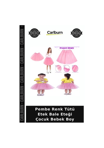 Pembe Renk Tütü Etek Bale Eteği Çocuk Bebek Boy Gösteri Kıyafeti Astar Detaylı Kostüm Parçası Siyah