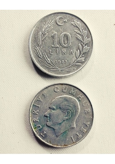 10 Lira 1985 Eski Koleksiyon Madeni Para.