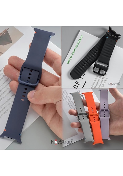 Novstrap Samsung Galaxy Watch 8 40mm 44mm Classic 46mm İle Uyumlu Kordon Lansman Silikon Kayış