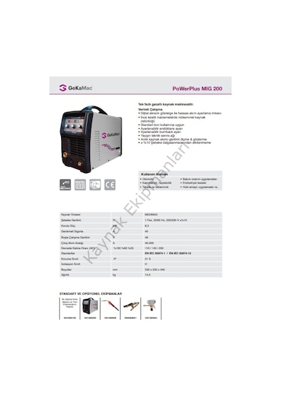 Geka Power Mıg 200 Çanta Gazaltı Kaynak Makinası