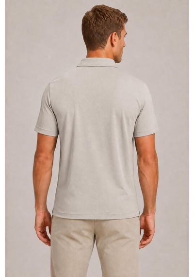Alexander Gardi Teknik Kumaş Fermuarlı Polo T-shirt Vizon