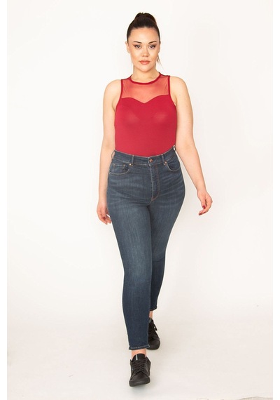 Şans Kadın Lacivert 5 Cep Likralı Süper Skinny Jean Pantolon 65n35381-lacivert Lacivert