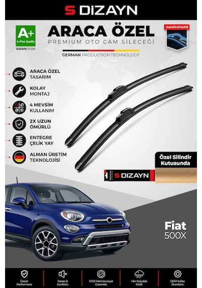 S-dizayn Fiat 500x Ön Cam Silecek Seti 2014 Üzeri Premium Araca Özel 65-38 Cm A+ Kalite