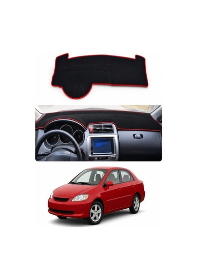 Honda - City 2002-2008 Uyumlu Torpido Koruma Kılıfı - Kırmızı Şeritli
