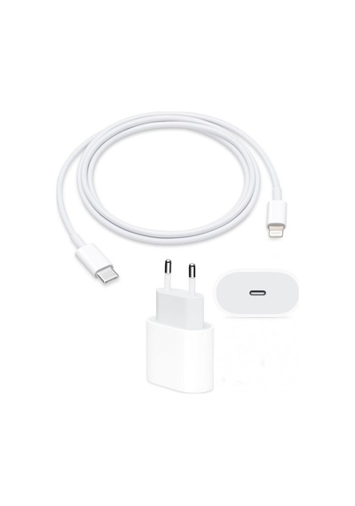 Apple Uyumlu iOS MU7V2TU/A 18 W USB-C Güç Adaptörü + Type-C to Lightning Kablo