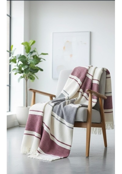 Livoras Home Dinarsu Cozy Life Pamuklu Tv Battaniyesi 130 X 170cm Vera Bordo