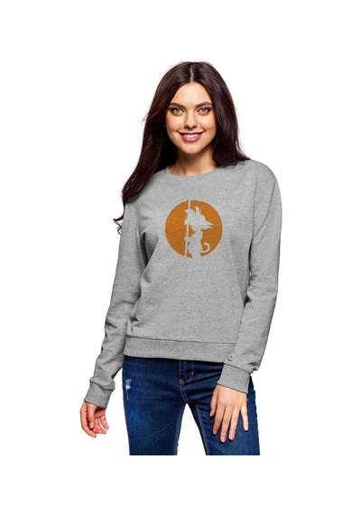 Anime Dragon Ball Looking For The Baskılı Gri Kadın Sweatshirt (528308194)