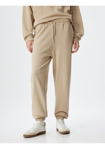 Koton Jogger Eşofman Altı Cepli Beli Bağlamalı Üç İplik Bej 5wak40066ek Ekru