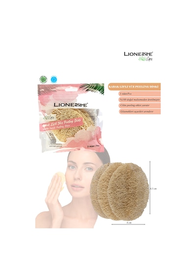 Lionesse Kabak Lifli Yüz Peeling Diski 3 Lü L-447 %100 Doğal, Cilt Yenileyici, Gözenek Arındırıcı